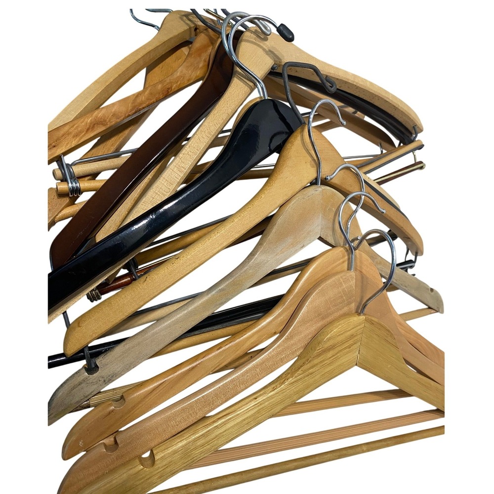 Unbranded Wooden Clothes Hangers Bulk Lot OS Multi Good Suit Coat Pant Mixed
